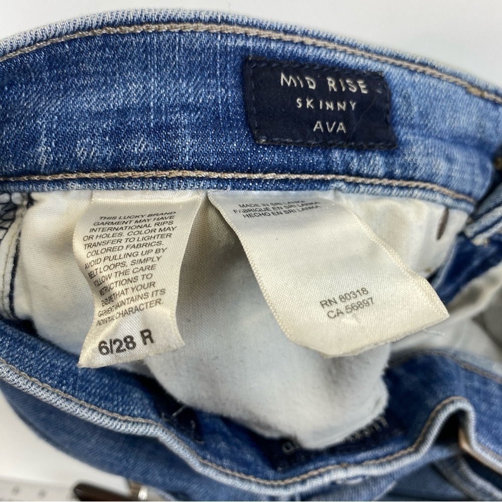 Lucky Brand Ava Mid Rise Skinny Jeans Women's sz 6/28 R Ankle Blue - Picture 4 of 11